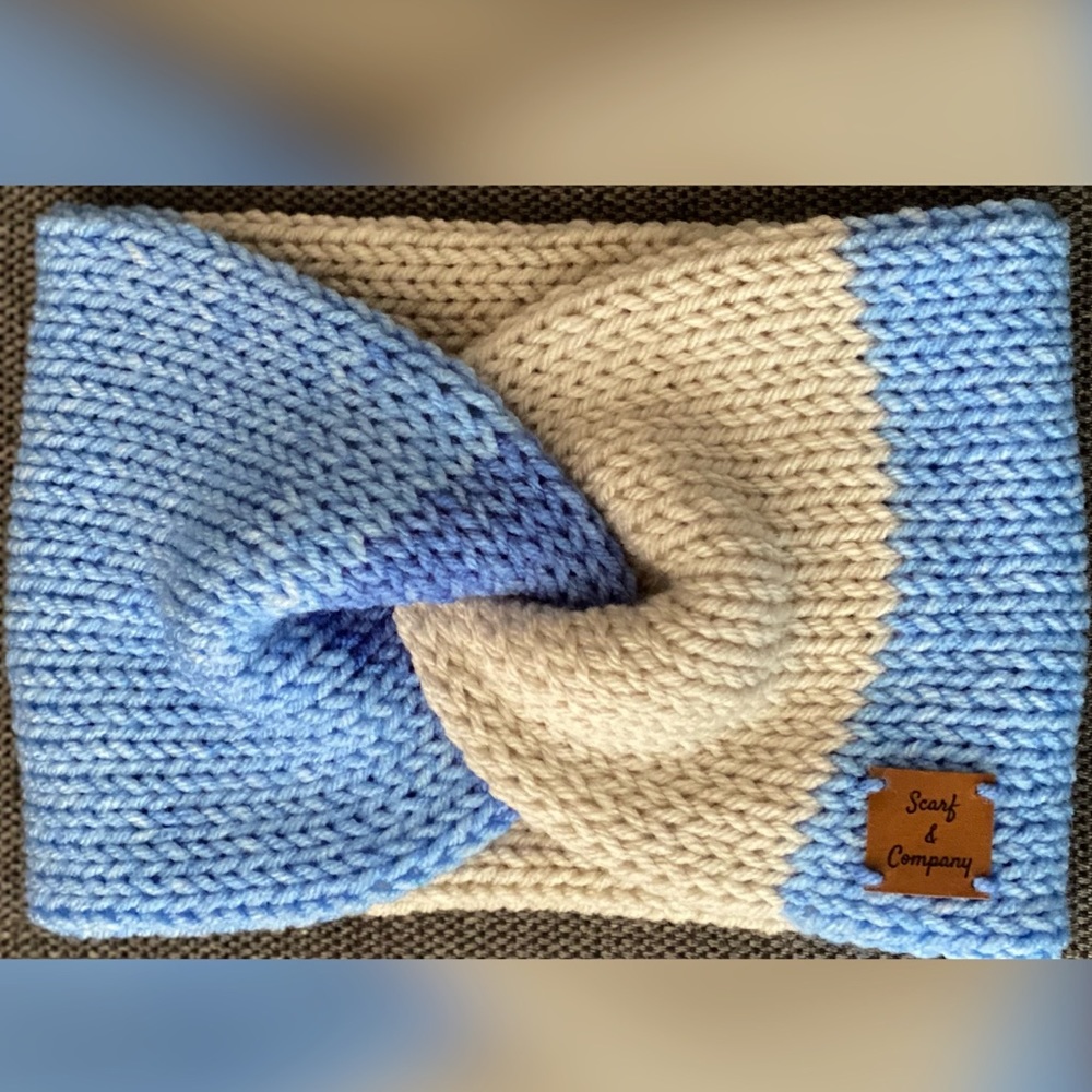 NWT Twisted Knitted Headband,knitted earwarmer double layered handmade by Seller